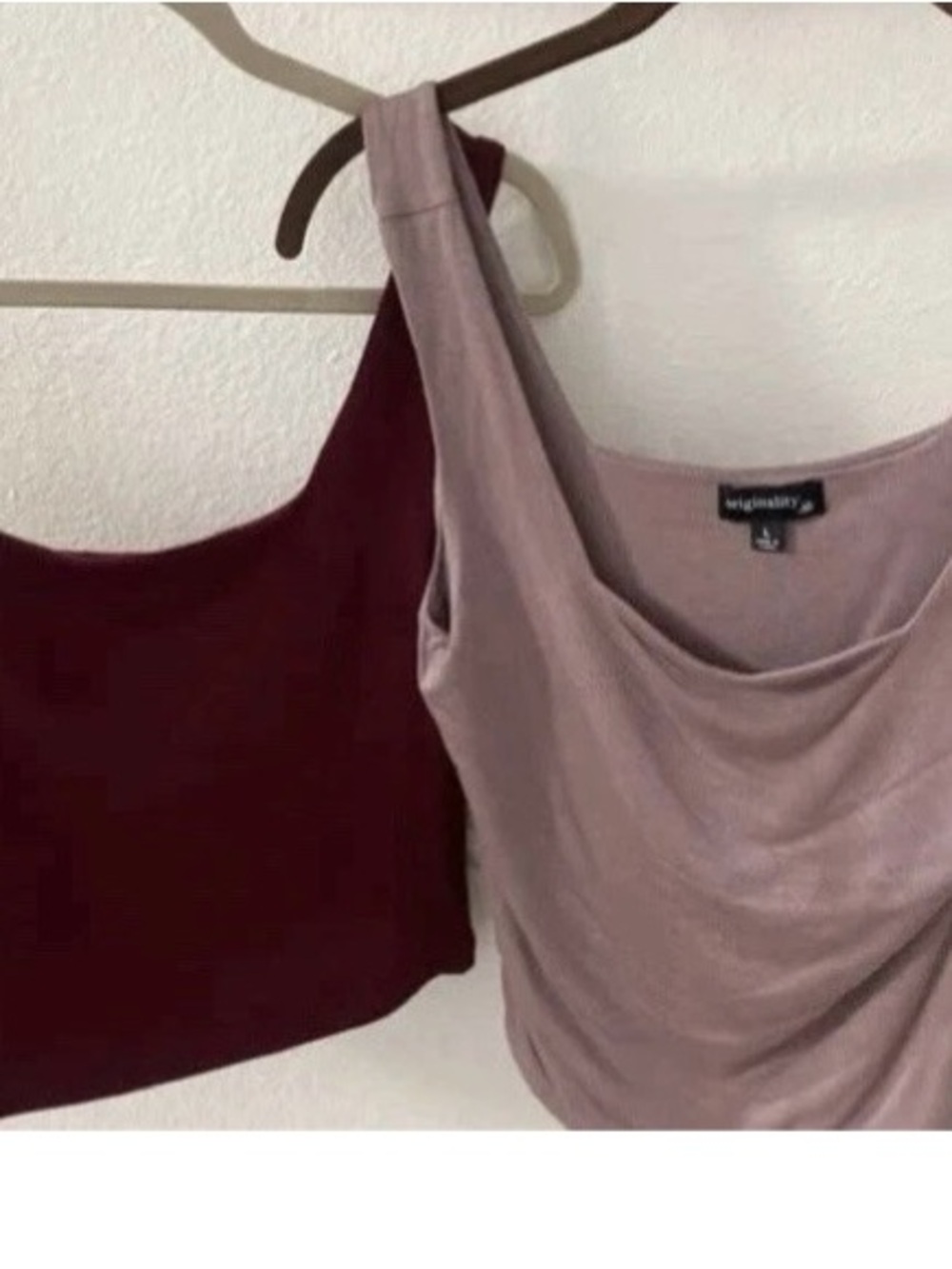 Originality Duo Crop Tank Tops Set - Mauve Pink & Deep Wine